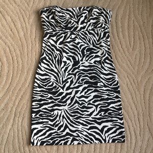 Zebra print strapless dress